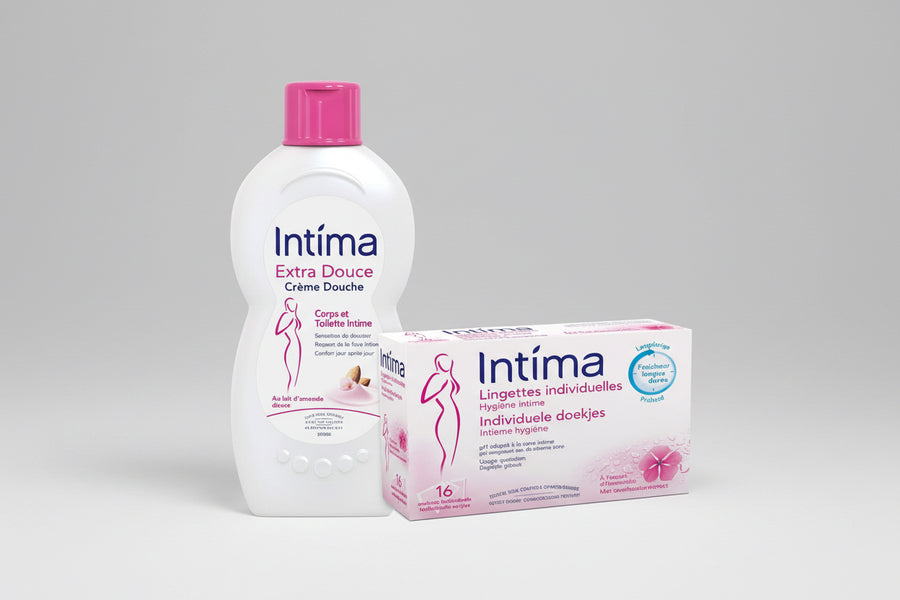 INTIMA LINGETTES INTIMES INDIVIDUELLES 16 UNITÉS + CRÈME DOUCHE EXTRA DOUCE 500ML